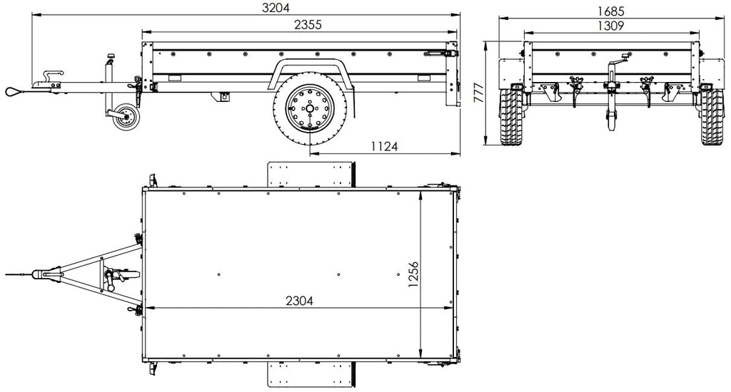 UNITRAILERAnhänger Pkw 230x125 Garden Trailer 230 Kipp Unitrailer 750 kg mit Stützrad, Hochplane und Hochspriegel