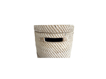 Rattan Wäschekorb Aga - Rattan mit Deckel weiss