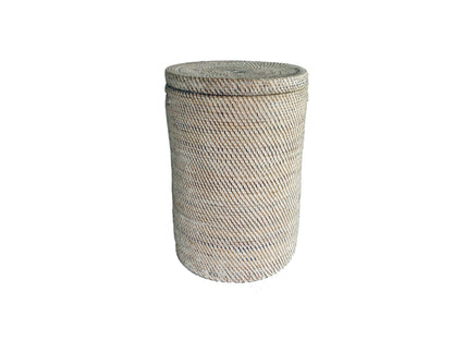 Rattan Wäschekorb Aga - Rattan mit Deckel weiss