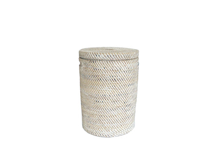 Rattan Wäschekorb Aga - Rattan mit Deckel weiss
